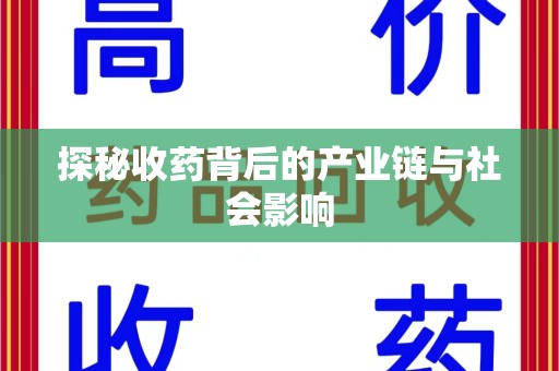 株洲探秘收药背后的产业链与社会影响